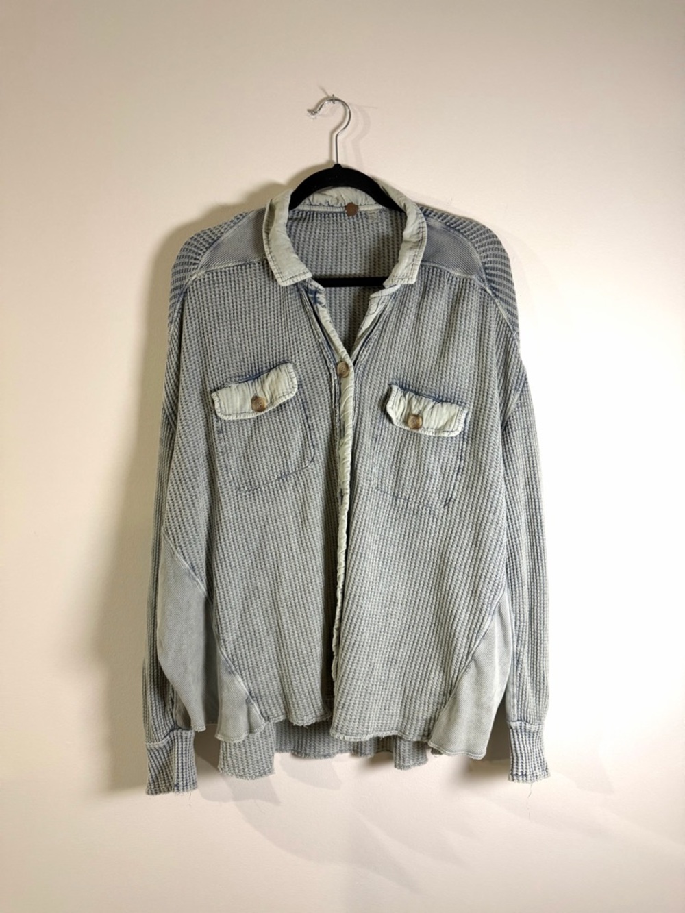 FP One by Free People Gray Waffle Knit Scout Jacket - Casual Lightweight Layer